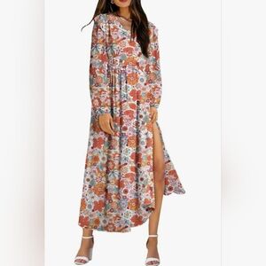 Vibrant Floral Long Sleeve Dress
